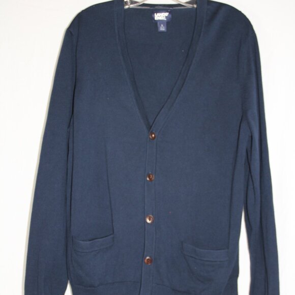 Lands' End Men's Blue Button Cardigan Sweater Size L w/Pockets The Outfitters - Picture 2 of 10